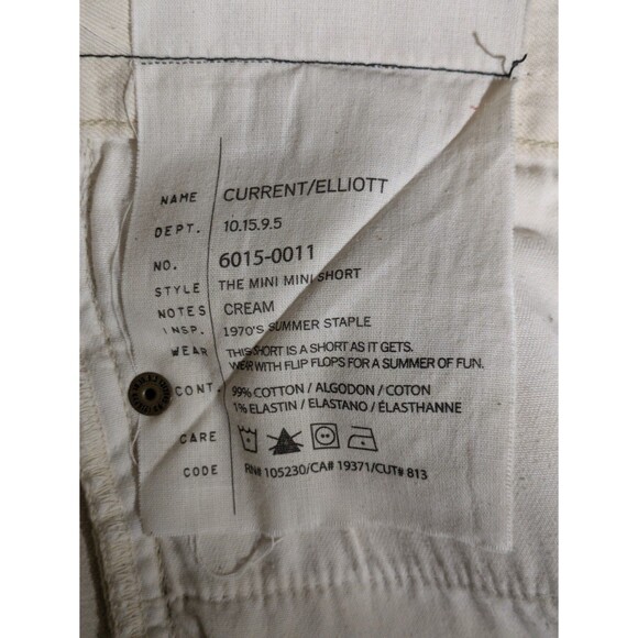 Current/Elliott 70s mini mini cutoff low rise shorts hippie cream frayed 27 - Picture 8 of 9